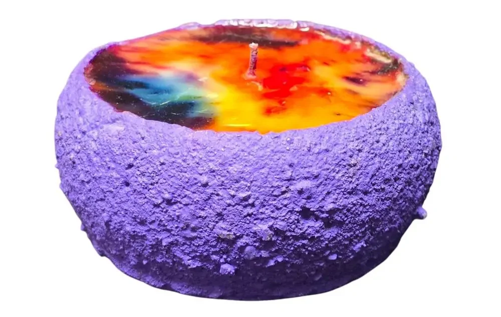 Vintage Wax Works Multi Color Tie-Dye Rainbow Mini Candle